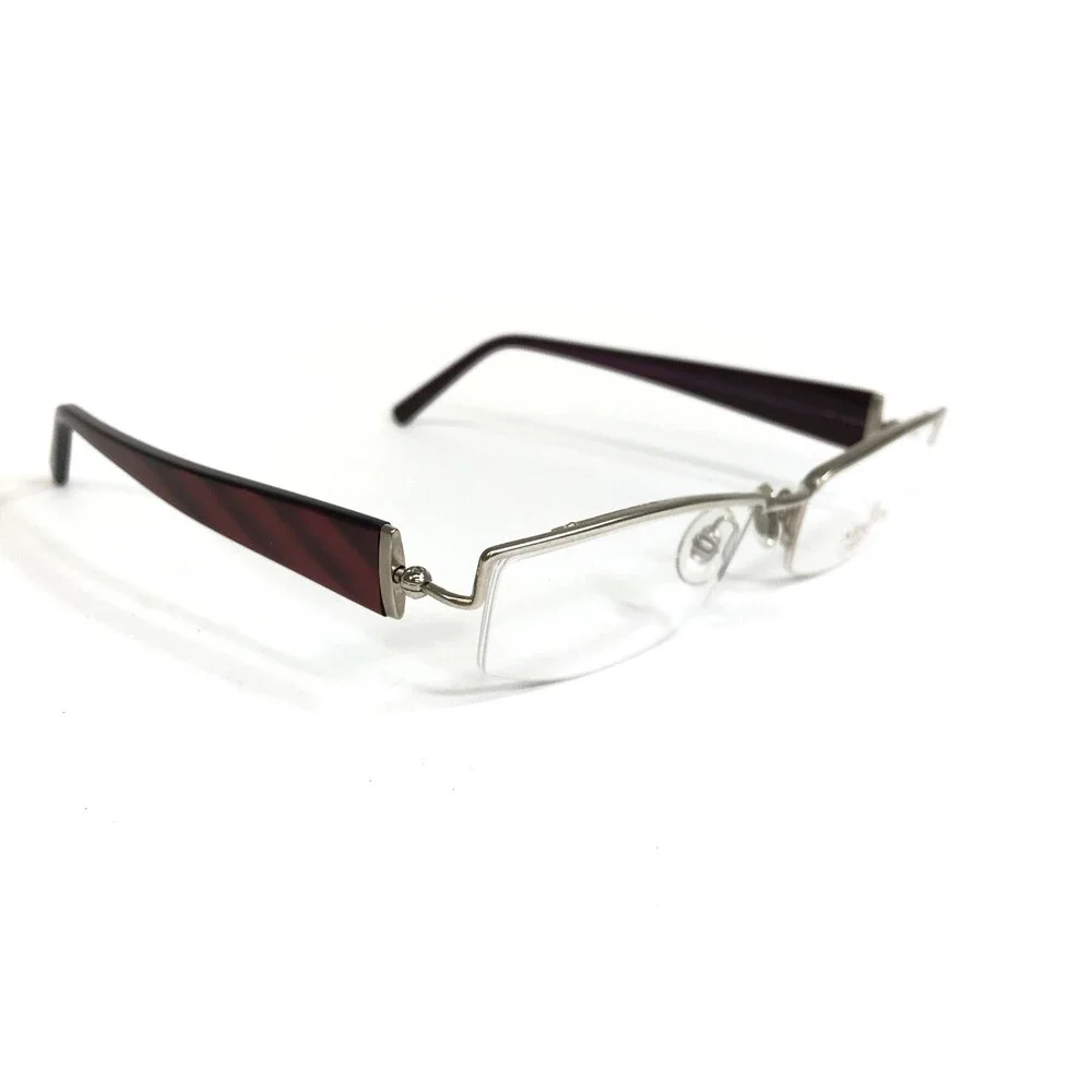 Augar Eyeglasses Frames FP 162 BLANC Red Purple Silver 22KT GP Plated 52-18-130